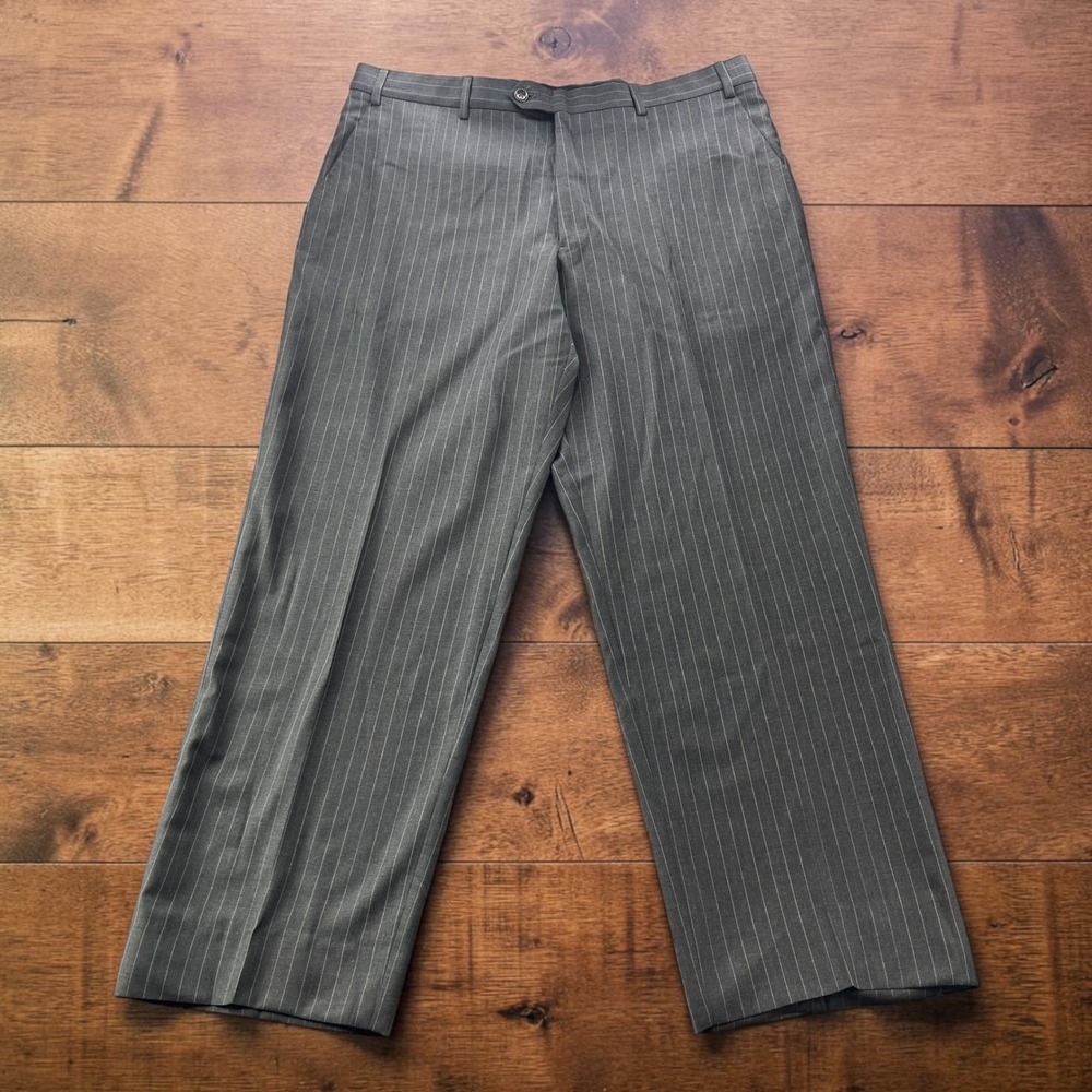 Armani Collezioni Mens Grey Pinstripe Dress Pants Trousers Size W36xL30